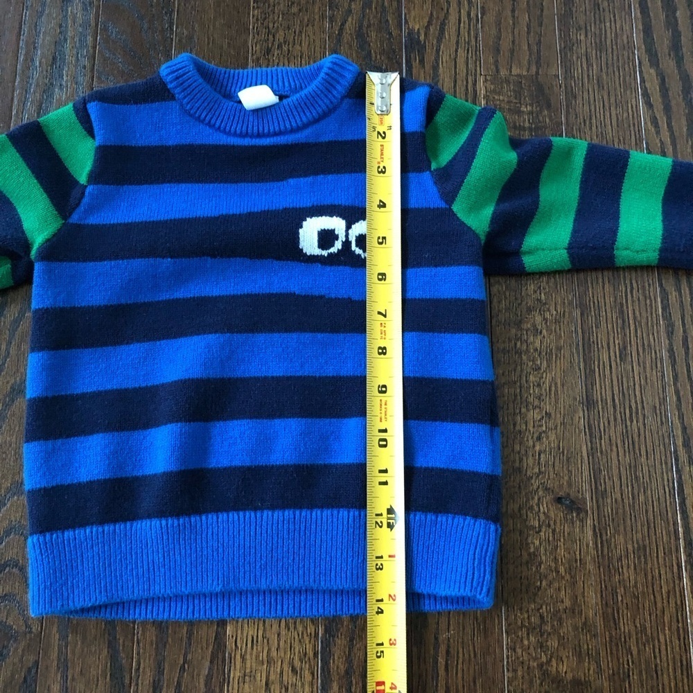 baby Gap Toddler Boys 2/2T Halloween Blue/Navy Blue/Green Striped w/Monster Eyes - Picture 7 of 10